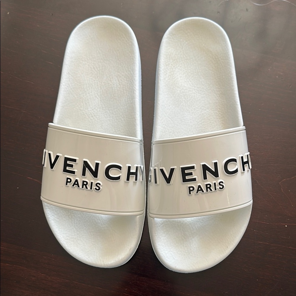 Givenchy White Logo Slides